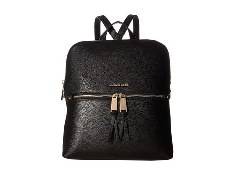 michael kors rhea zip medium slim backpack in black|Michael Kors rhea wallet.